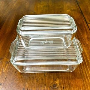 Vintage Pyrex Clear Glass Refrigerator Storage Dishes